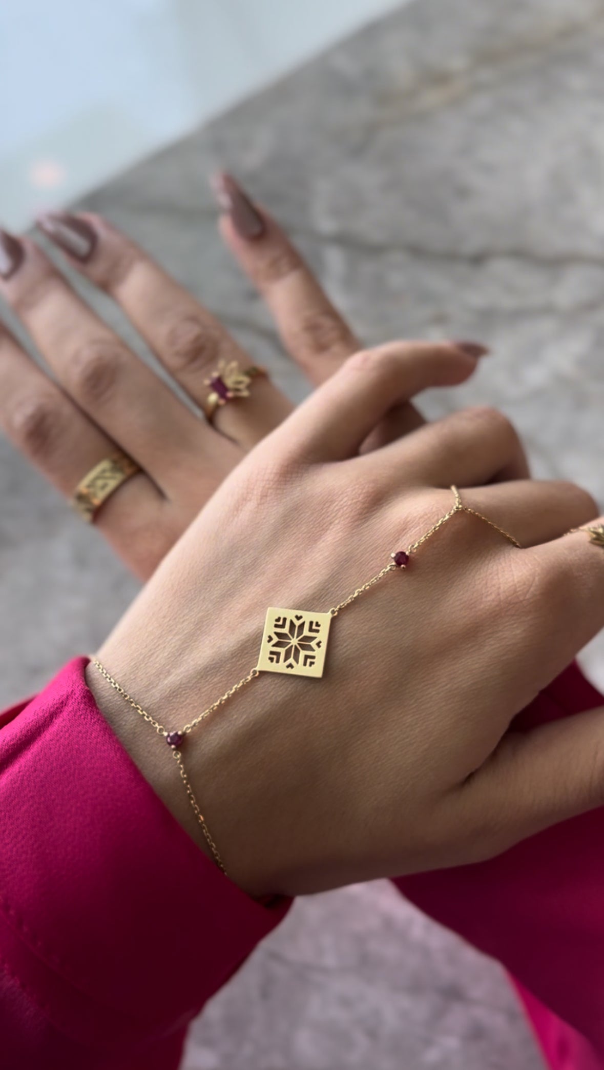 Saru Ruby Hand Chain
