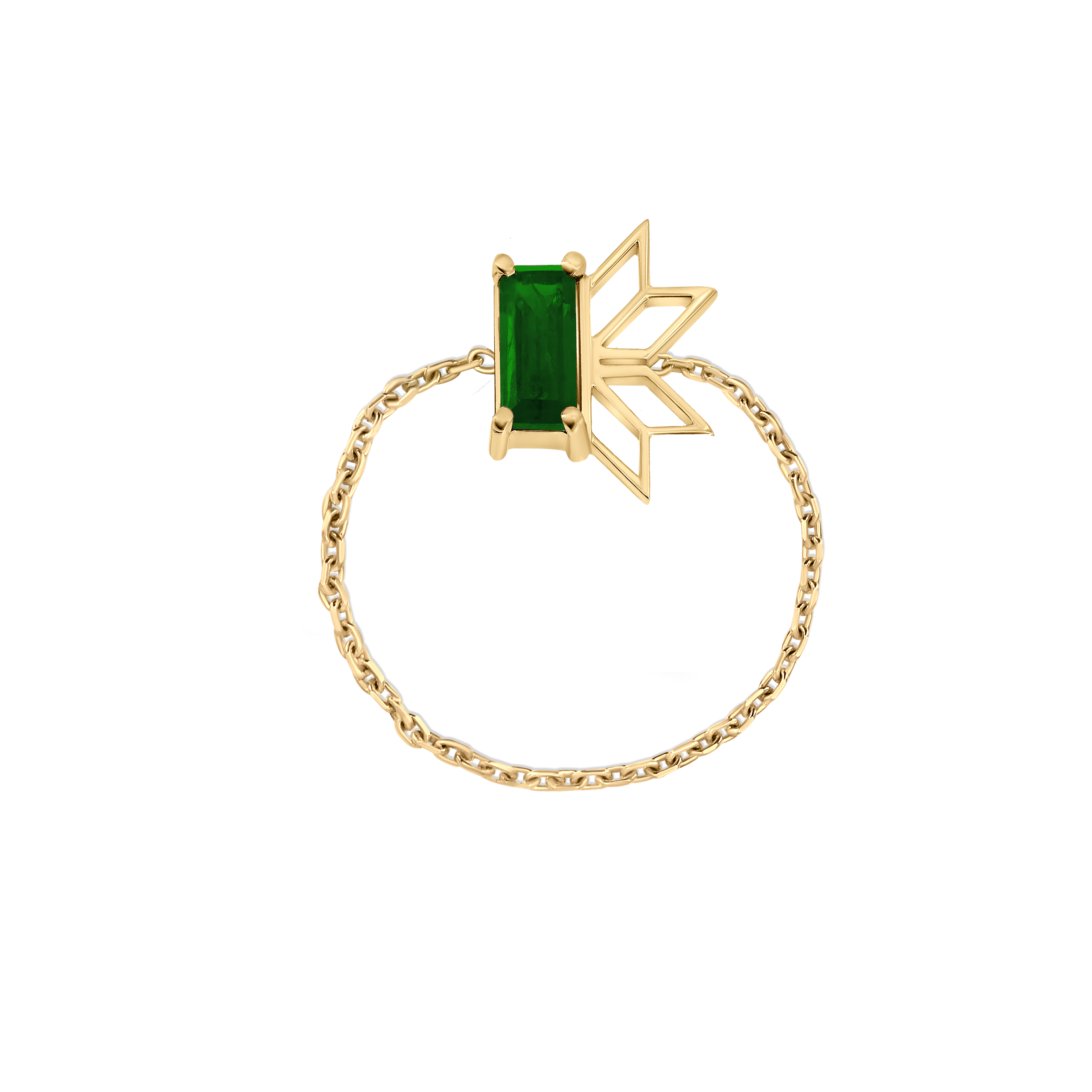 Saru Emerald Chain Ring