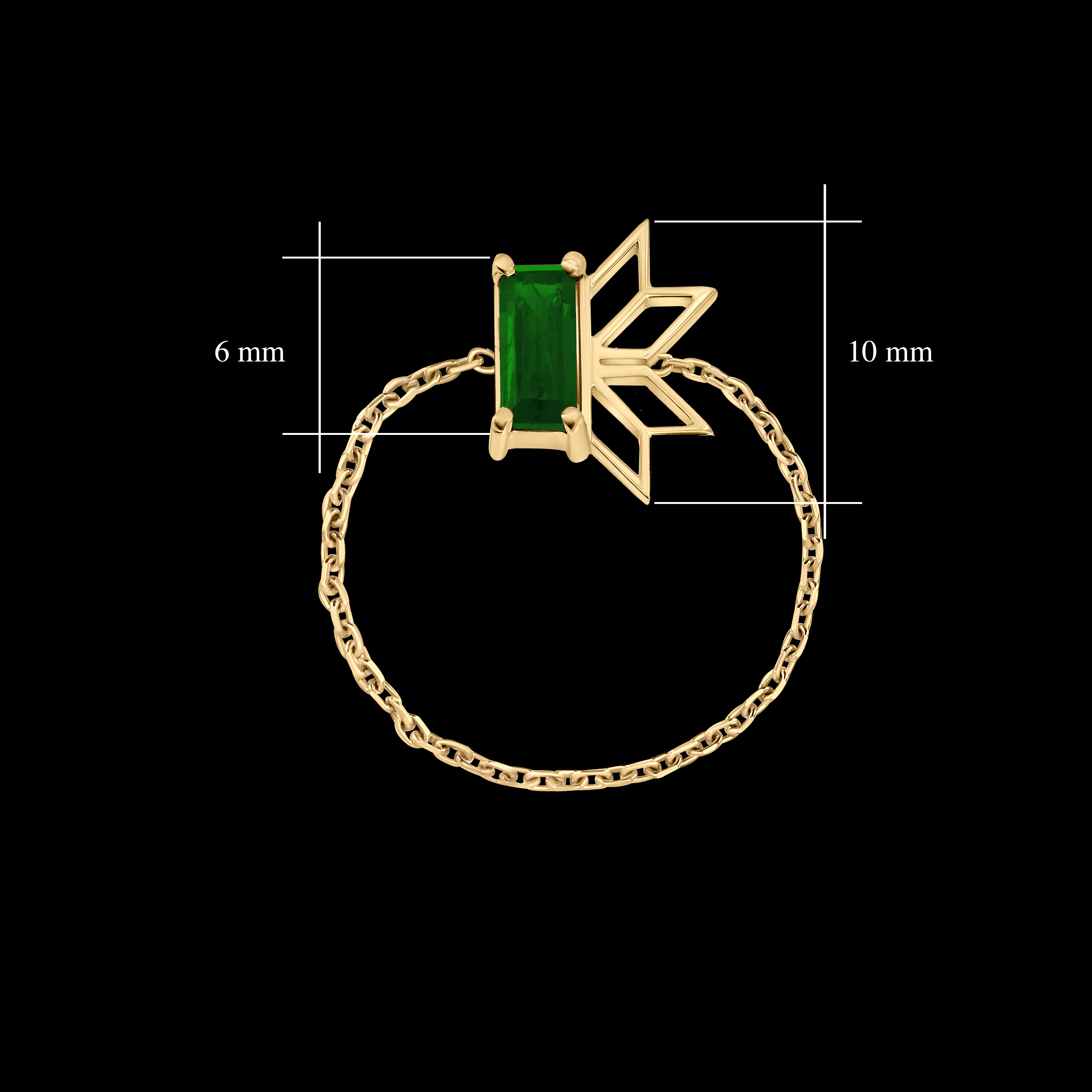 Saru Emerald Chain Ring